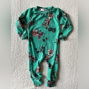 Trendy Bubs 0-3 months floral teal one piece baby romper, super soft